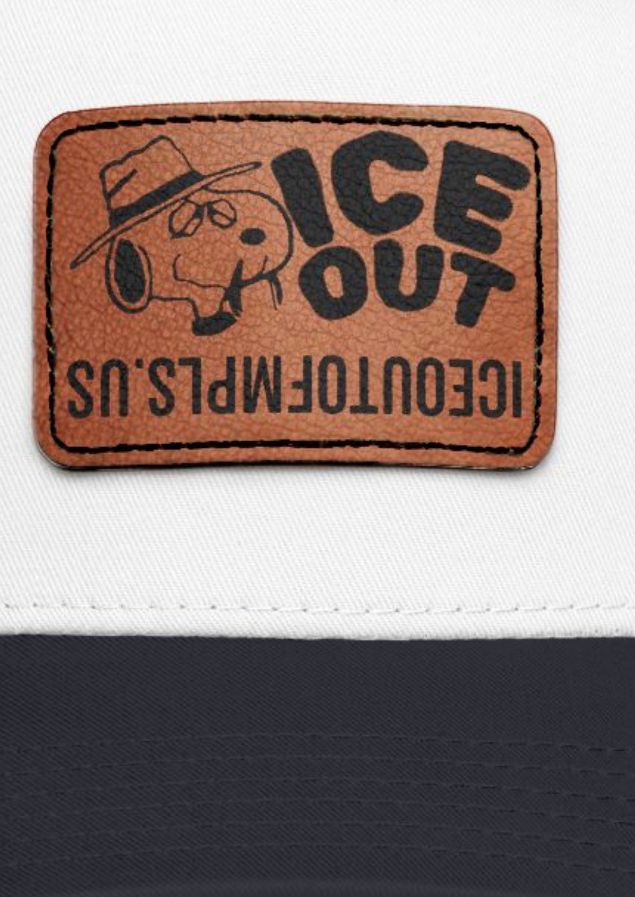 Ice Out Leather Patch Baseball Cap — Retro Skate/Street Style Hat