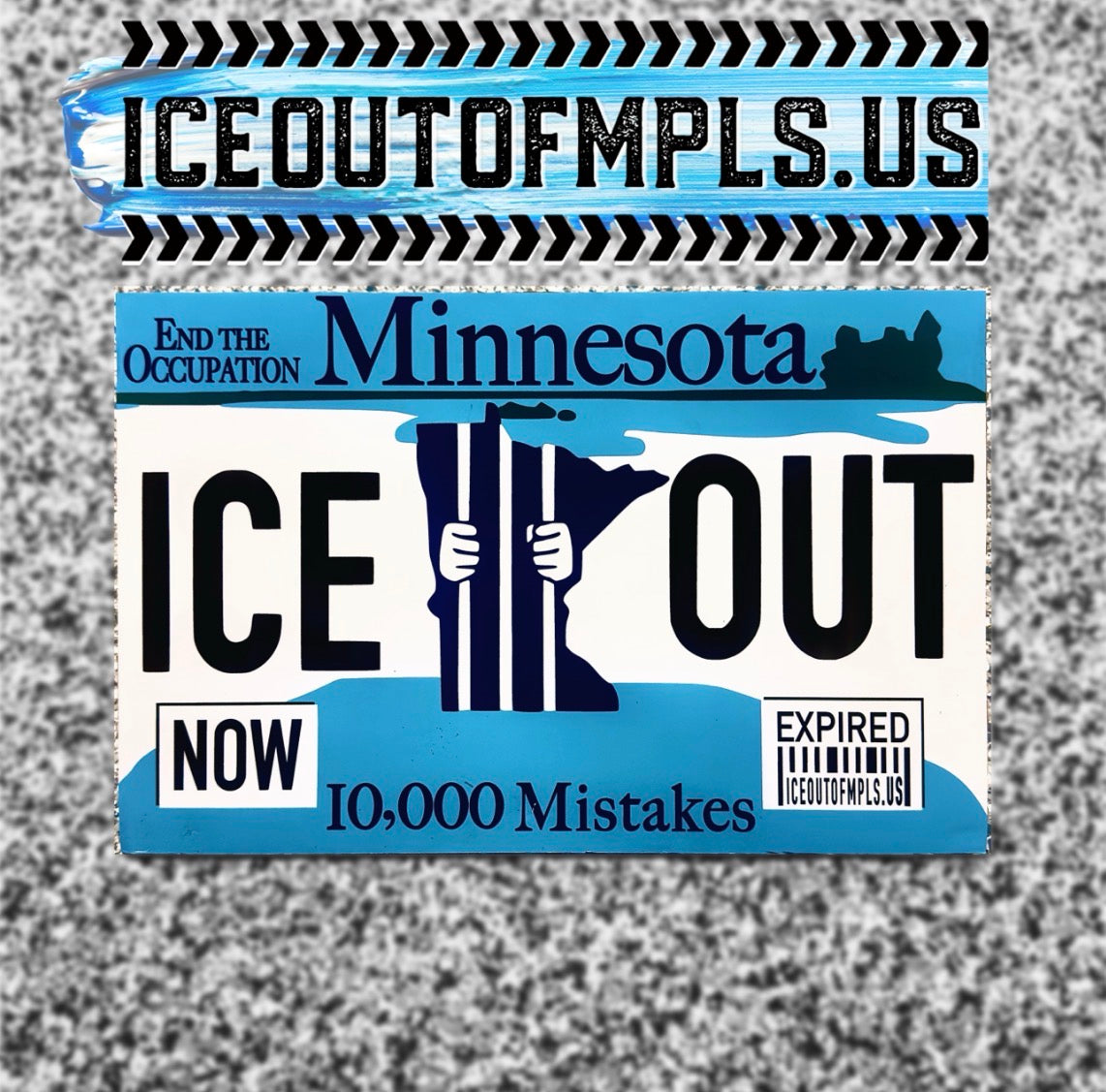 Minnesota license plate anti-ice protest art expired tabs matte poster